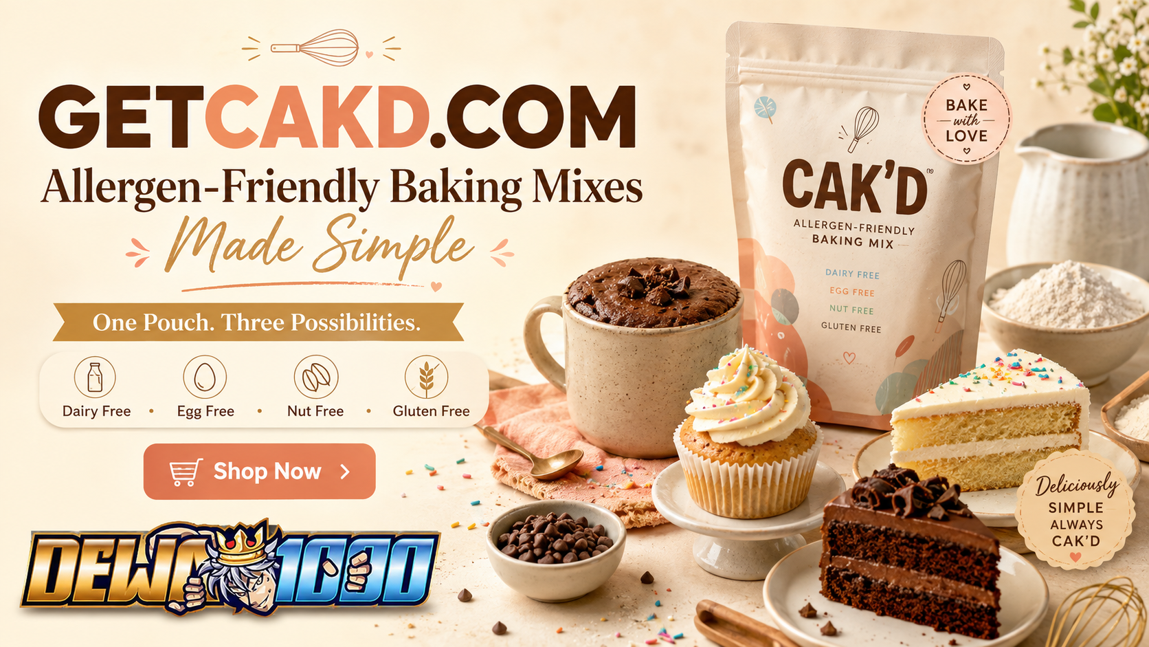 Cake dan baking mix dalam pencahayaan sinematik